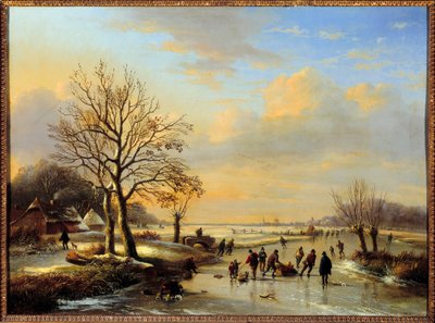 Korcsolyázók. Louis Verwee (1807-1877) festménye alkotó: Louis Verwee