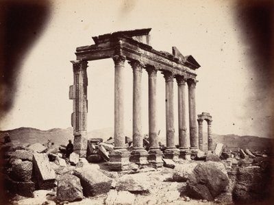 Mauzóleum az oszlopcsarnok nyugati végén, Pálmyra, 1864 (fénykép) alkotó: Louis Vignes