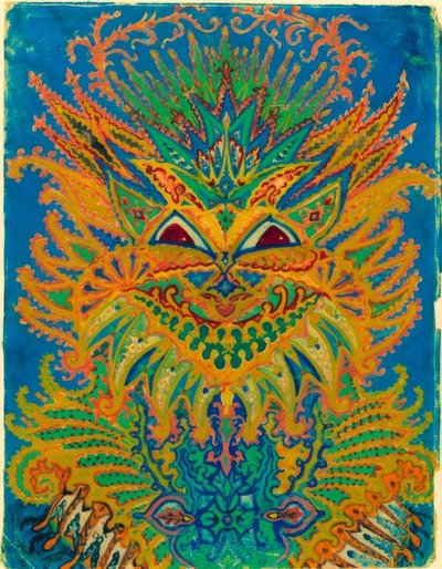 Kaleidoszkóp macskák: macskaminta kék színen alkotó: Louis Wain