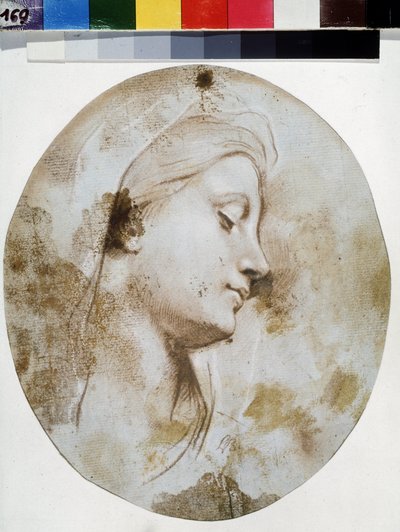 "Visage de Vierge" (a Szűz feje) Szangvinikus rajz, II. Lajos de Boullogne (1657-1733) Puskin Múzeum, Moszkva alkotó: Louis de Boullogne