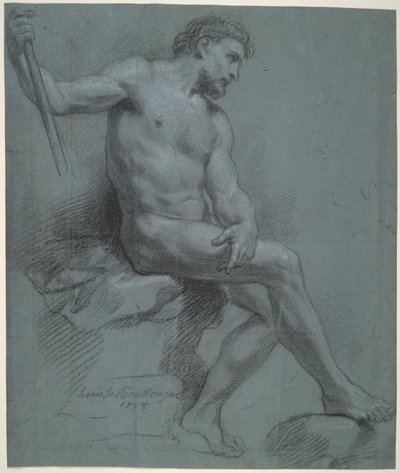 Ülő férfi akt a profilban alkotó: Louis de Boullogne the Younger