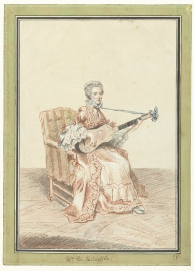 Madame de Montinville portréja gitározik alkotó: Louis de Carmontelle