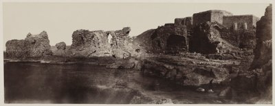 Kaalat el Athlit, Szíria, Kilátás a tengerpartról, 1859. alkotó: Louis de Clercq
