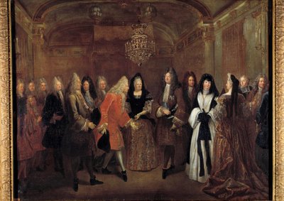 XIV. Lajos király (1638-1715) 1714. szeptember 27-én Fontainebleau kastélyában fogadta Frederic Augustus szász herceget Elizabeth Charlotte d