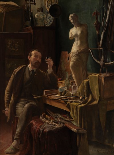 Művész a stúdiójában alkotó: Louis van Engelen