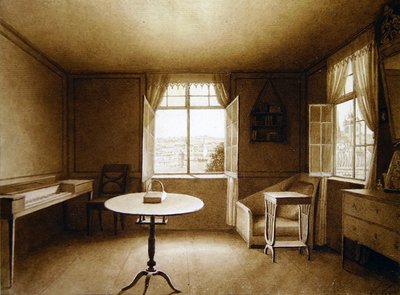 A Művészház belső tere (akvarell, papír) alkotó: Louise Cochelet