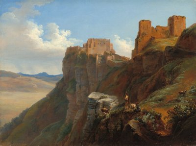 Kilátás a Castello di San Giuliano-ra, Trapani közelében, Szicíliában, kb. 18241826. alkotó: Louise Josephine Sarazin de Belmont