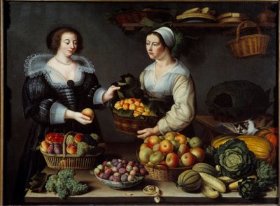 A gyümölcs- és zöldségkereskedő Louise Moillon festménye (1610-1696) 1630 V. 1,20x1,65 m alkotó: Louise Moillon