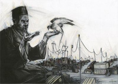 Az öregember és a sólyom alkotó: Lourens Joubert