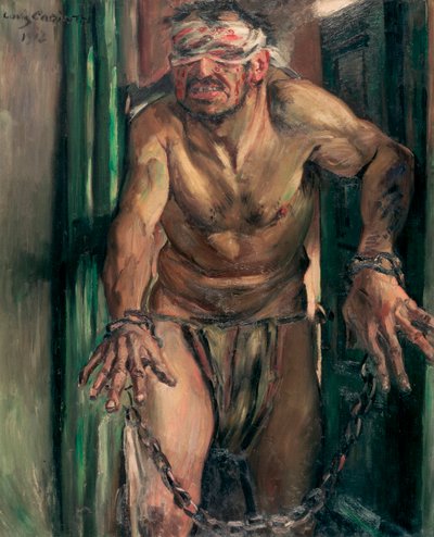 ""Samson aveugle"" (A megvakult Sámson) Lovis Corinth-i festmény (1858-1925) Mérete 105x130 cm Olaj, vászon 1912 Állami Múzeumok, Berlin alkotó: Lovis  Corinth