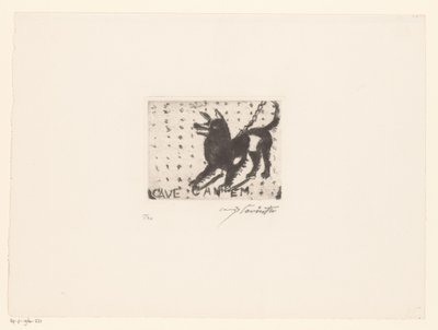 Ugató kutya Cave Canem (cím az objektumon) alkotó: Lovis Corinth (signed by artist)