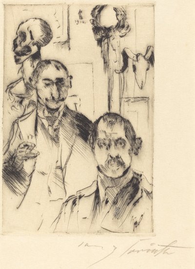 Kettős portré csontvázzal, 1916. alkotó: Lovis Corinth