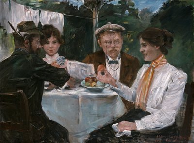 Reggeli Max Halbe kertjében alkotó: Lovis Corinth
