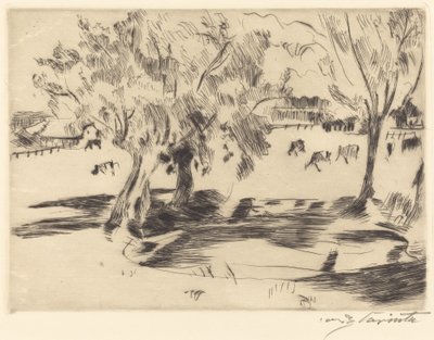 Táj tehenekkel alkotó: Lovis Corinth