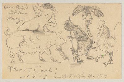 Lovis Corinth Carl Strathmannnak: képeslap, 1905. július 21-i postabélyegző alkotó: Lovis Corinth