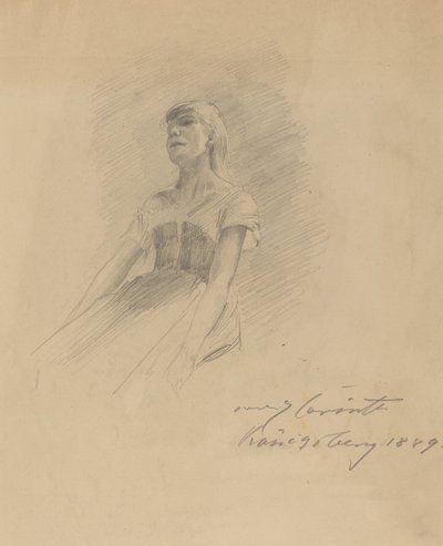 Ülő fiatal nő [recto], 1889. alkotó: Lovis Corinth