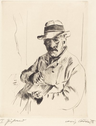 Önarckép szalmakalapban, 1913. alkotó: Lovis Corinth