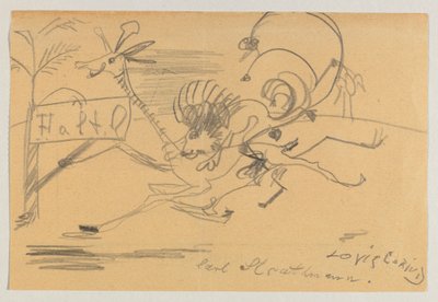 Zeichnung auf bedrucktem Papier alkotó: Lovis Corinth