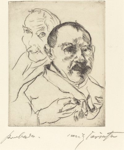 Vázlat két férfifejes önarcképről, 1915. alkotó: Lovis Corinth