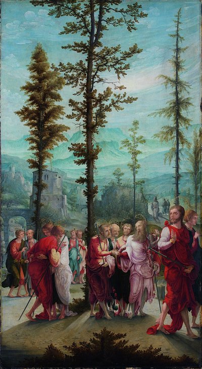Krisztus búcsút vesz az apostoloktól alkotó: Lower Rhenish pupil of Wolf Huber