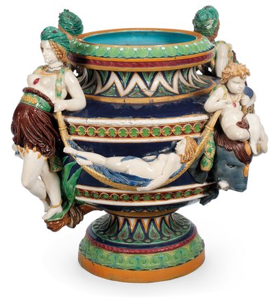 Nagy Minton majolica jardiniere, 1870 körül (kerámia) alkotó: Ltd Mintons