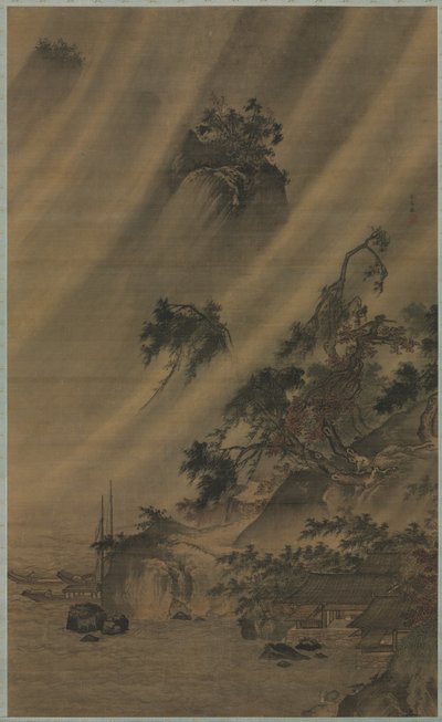 River Village in a Rainstorm, c. 1480-1507. alkotó: Lu Wenying