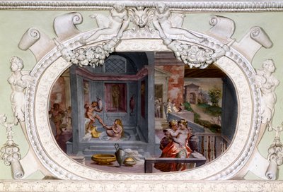 Fürdés, csábítás jelenetei. Luca Cambiaso freskója (1527-1585) alkotó: Luca Cambiaso