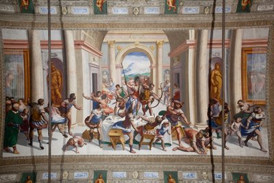 Odüsszeusz története (a visszatérés), a Salone Cambiaso mennyezete alkotó: Luca Cambiaso