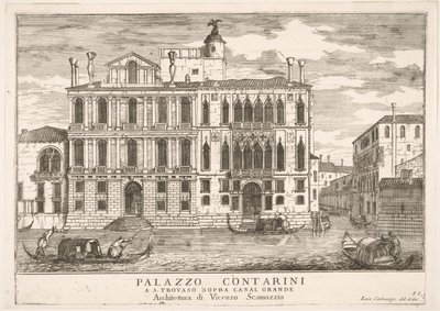 85. tábla: A velencei Campo San Trovaso Contarini-palota képe, 1703, The build..., 1703. alkotó: Luca Carlevarijs