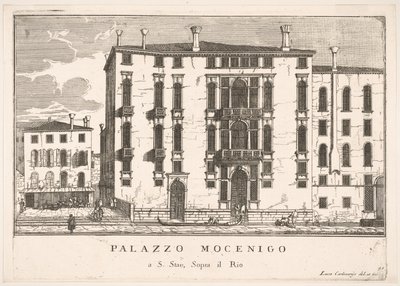 91. tábla: A velencei Campo San Stae Mocenigo-palota képe, 1703, The buildings..., 1703. alkotó: Luca Carlevarijs
