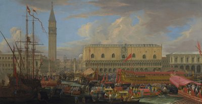A Bucintoro a San Marco-medencéből indulva, 1710 alkotó: Luca Carlevaris