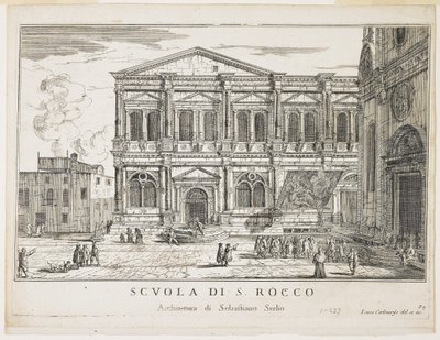 A St. Rocco Konfraternitás képe, tábla a Velence épületei és kilátásaiból, 1703, 1750-53 alkotó: Luca Carlevaris