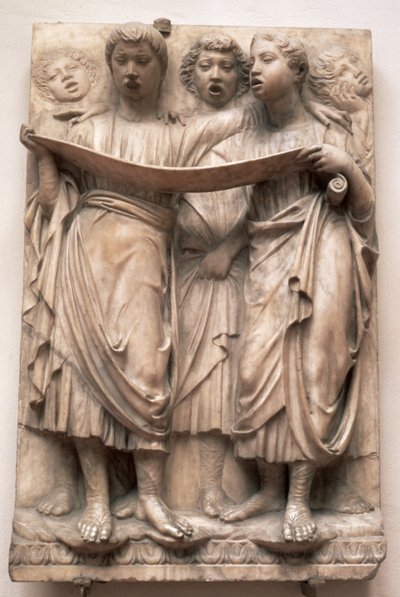 Éneklő angyalok, Luca della Robbia (1400-82) domborműve a Cantoriáról, 1435 körül (márvány) alkotó: Luca Della Robbia