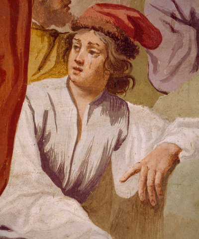 Lycaon, Antenor fia, felszenteli Apollón tőrét Delphiben, Antenor mítoszának epizódja alkotó: Luca Ferrari