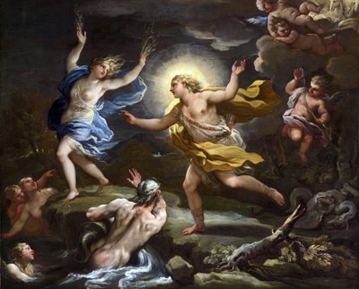Barokk: Apolló és Daphne, Giordano, Luca (1632-1705). Olajfestmény alkotó: Luca Giordano