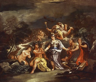 Minerva, mint a művészetek és tudományok védőnője, Luca Giordano, olaj, vászon alkotó: Luca Giordano