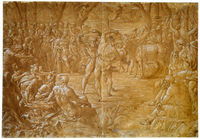 Harc a szicíliai Entellus és a trójai merészet között, 1544 alkotó: Luca Penni