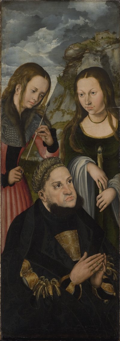Bölcs Frigyes választófejedelem Szászországból (1463-1525) Ursula szentekkel (balra) és Genevieve-vel (jobbra) alkotó: Lucas Cranach d.Æ.