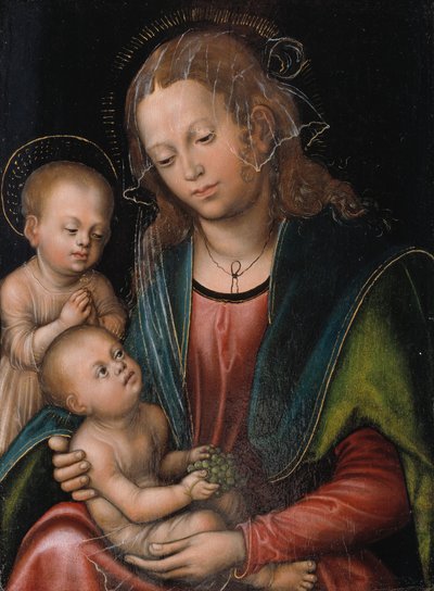 Szűz és gyermek, akit Szent János csecsemő imádott alkotó: Lucas Cranach d.Æ.