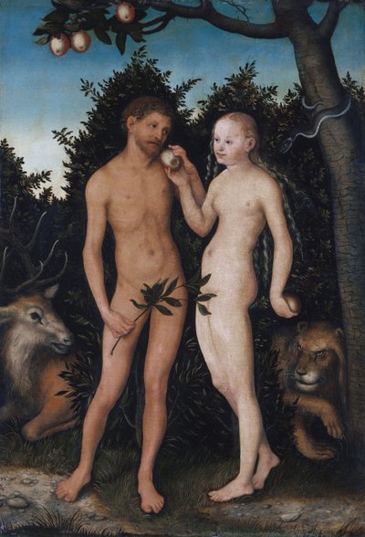 Német: Adam und Eva im Paradies (Sündenfall) Ádám és Éva a paradicsomban (The Fall) alkotó: Lucas Cranach the Elder