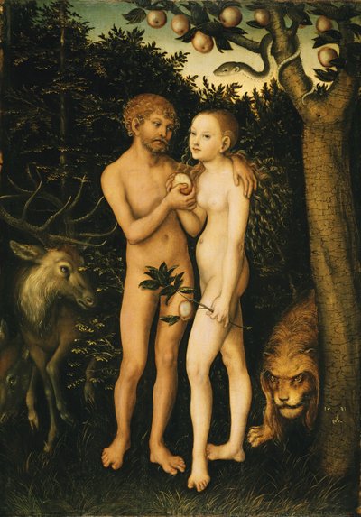 Német: Ádám és Éva a paradicsomban / Sündenfall Adam and Eve alkotó: Lucas Cranach the Elder