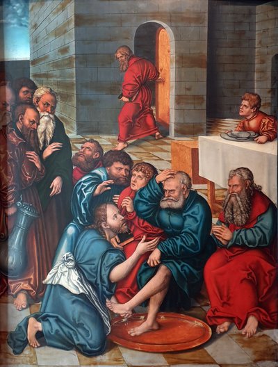 Német: Die Fußwaschung der Apostel A passió ciklusa: Krisztus megmossa az apostolok lábát alkotó: Lucas Cranach the Elder