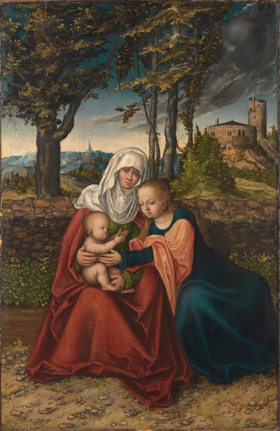 Németül: Hl. Anna Selbdritt A Szűzanya és gyermeke Szent Annával alkotó: Lucas Cranach the Elder