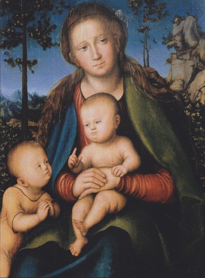 A Szűzanya és gyermeke a csecsemő Szent Jánossal alkotó: Lucas Cranach the Elder