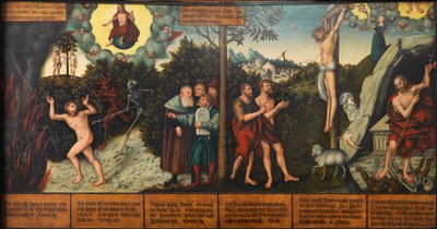Németül: A törvény és a kegyelem allegóriája Törvény és kegyelem alkotó: Lucas Cranach the Elder and workshop