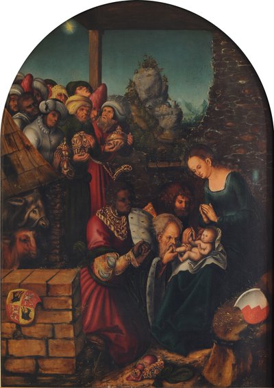 Német: Die Anbetung der Heiligen Drei Könige A bölcsek imádása alkotó: Lucas Cranach the Elder and workshop