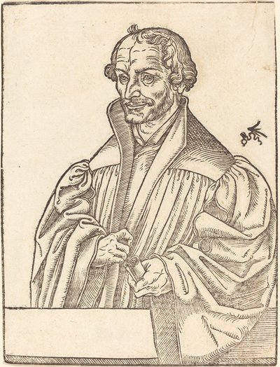 Philip Melanchton, Félhosszúság balra, Mellmunka mögött állva alkotó: Lucas Cranach the Younger