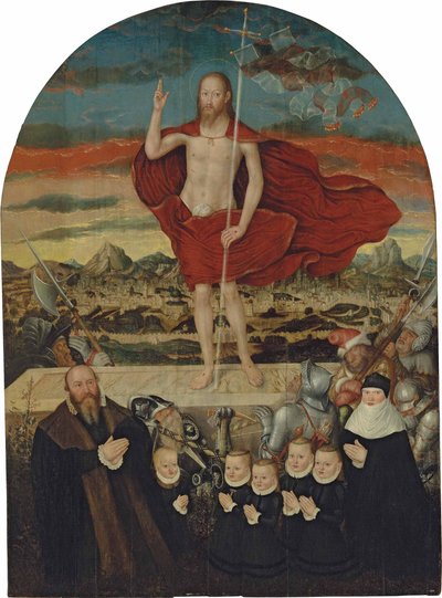 A feltámadt Krisztus egy donor családdal alkotó: Lucas Cranach the Younger