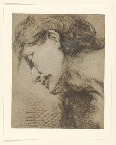 Hosszú hajú férfi fej, balra néz alkotó: Lucas Franchoys (attributed to)
