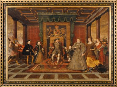 VIII. Henrik családja: A Tudor-utódlás allegóriája, 1572 alkotó: Lucas de Heere